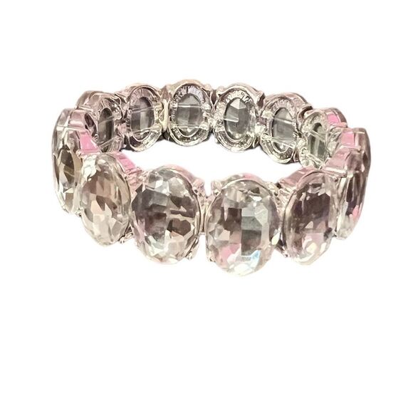 NWT Silver Rhinestone Stretch Bracelet - Picture 2 of 3